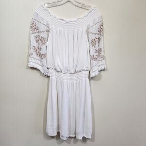 Xhilaration off the shoulder embroidered short sleeve peasant dress woman size S